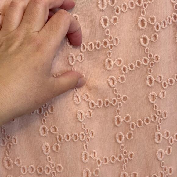 Love Sam Asymmetric Dress S Pink Eyelet V Neck Sleeveless Boho Cottage Crochet - Picture 7 of 9